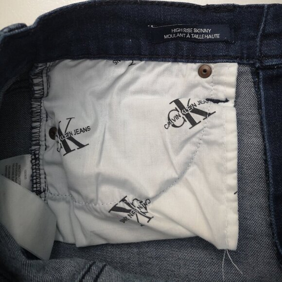 Calvin Klein Jeans Ladies Size 4 Dark Wash High Rise Skinny Blue Jeans - Picture 6 of 14